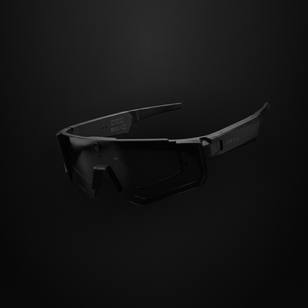 AI sports glasses with camera by ORYN featuring a sleek, lightweight design and premium shield lens.